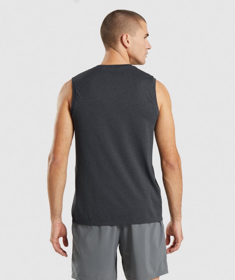 Men's Gymshark Arrival Seamless Tanks Black | CA 8713DA